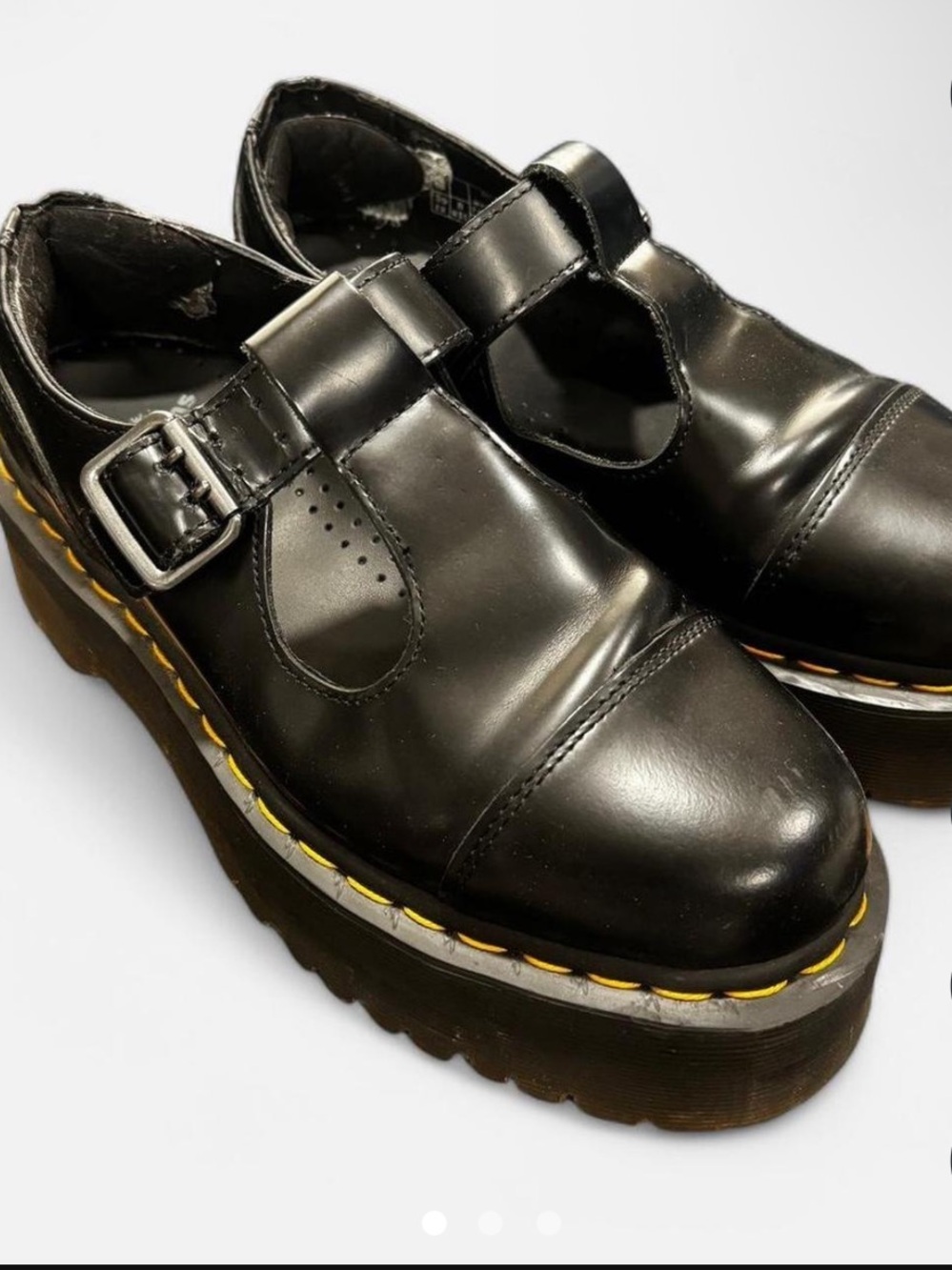 Rare Bethan Dr. Martens Black Leather Mary Jane Platform Shoes